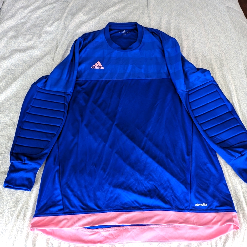 Adidas Goalie Shirt Jersey Climalite Mens XL Blue/Pink Athletic Soccer